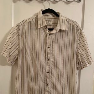 Old Navy L Tan, White & Brown Button-down Shirt